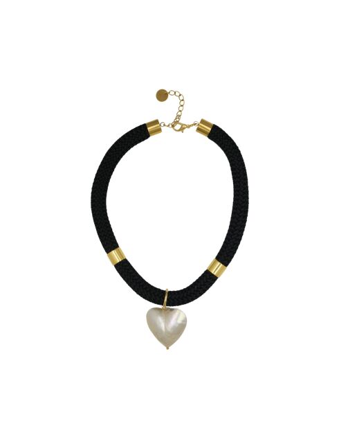 Collana a cuore Judith in oro bianco e nero placcato