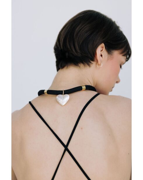 Collana a cuore Judith in oro bianco e nero placcato