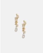 Orecchini lunghi Max placcati in oro con perla coltivata bianca