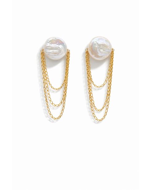 Orecchini Elena placcati in oro con perla bianca coltivata