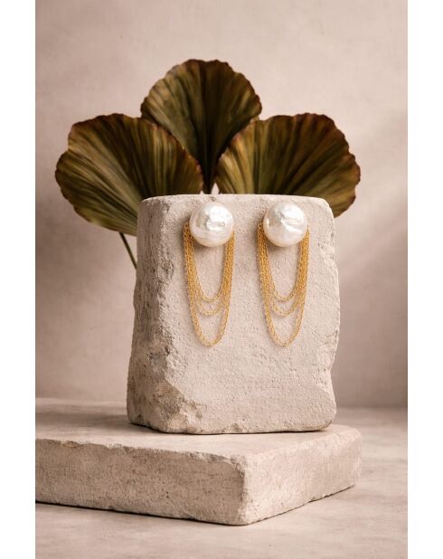 Orecchini Elena placcati in oro con perla bianca coltivata