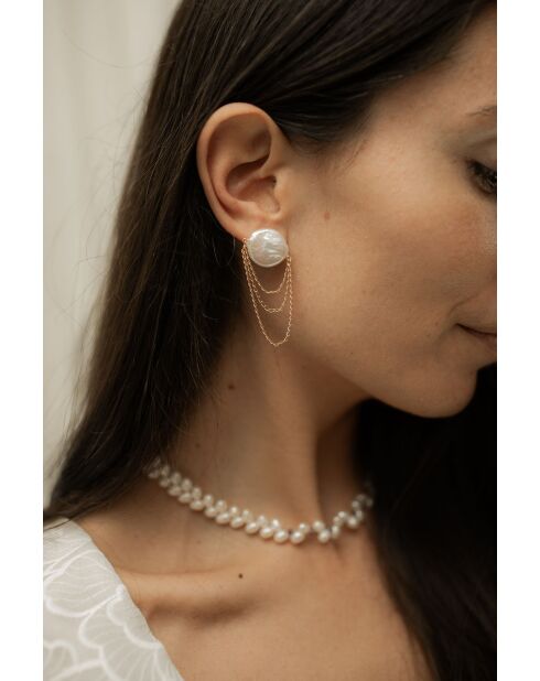 Orecchini Elena placcati in oro con perla bianca coltivata