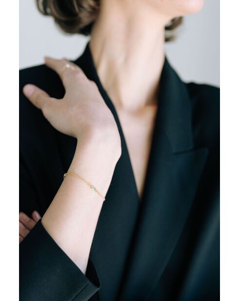 Bracciale Nina placcato in oro con perla verde coltivata