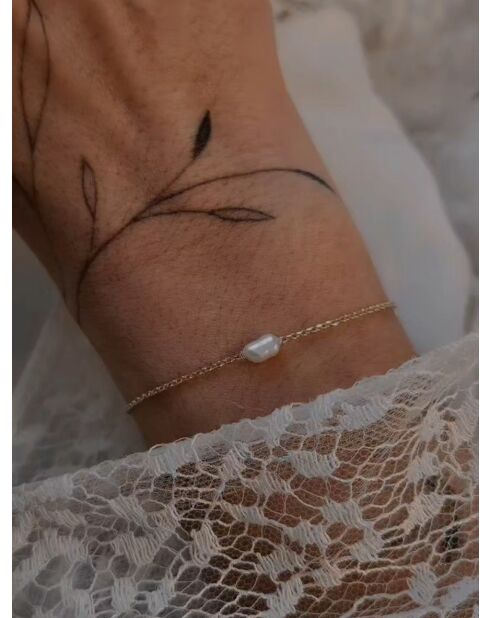 Bracciale May placcato in oro con perla bianca coltivata