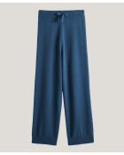 Lela katoenen rechte broek met trekkoord, petrolblauw
