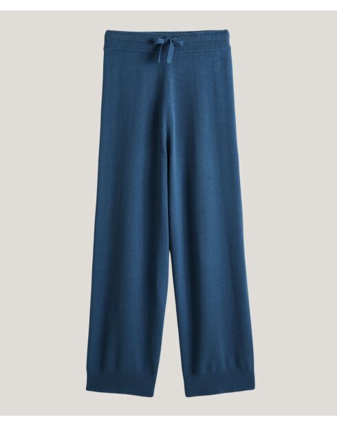 Lela katoenen rechte broek met trekkoord, petrolblauw