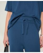 Lela katoenen rechte broek met trekkoord, petrolblauw