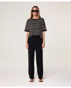 Lela zwarte katoenen rechte broek met trekkoord