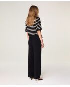 Lela zwarte katoenen rechte broek met trekkoord