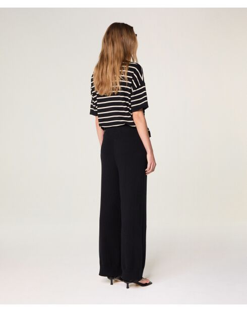 Lela zwarte katoenen rechte broek met trekkoord