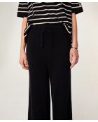 Lela zwarte katoenen rechte broek met trekkoord