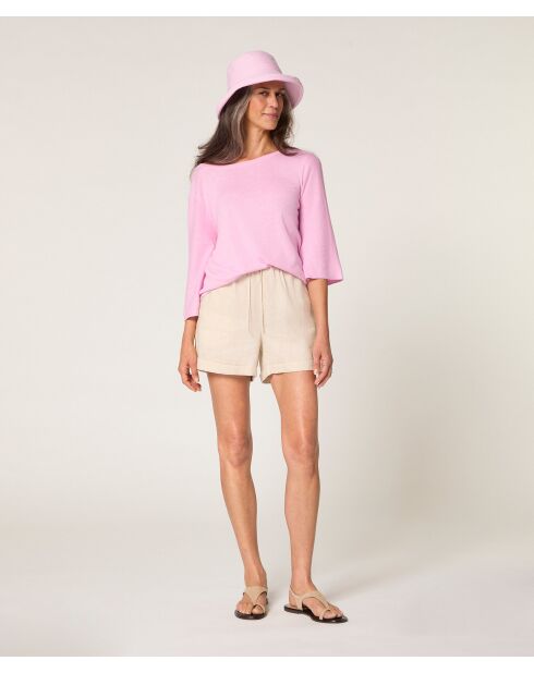 Pull manches courtes Astou rose bonbon