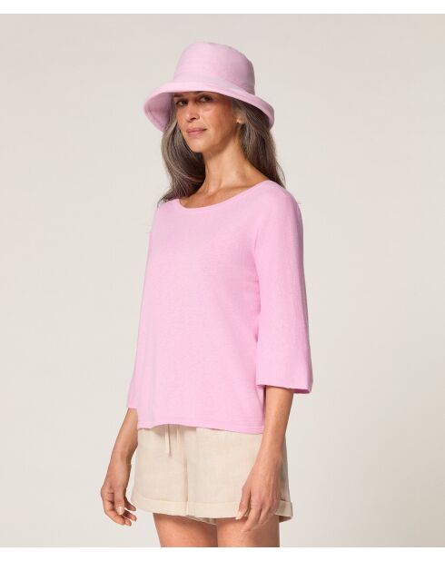 Pull manches courtes Astou rose bonbon