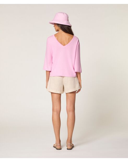 Pull manches courtes Astou rose bonbon