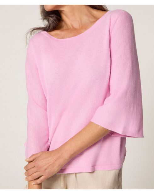 Pull manches courtes Astou rose bonbon