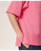 Mei snoeproze wollen trui met korte mouwen en V-hals