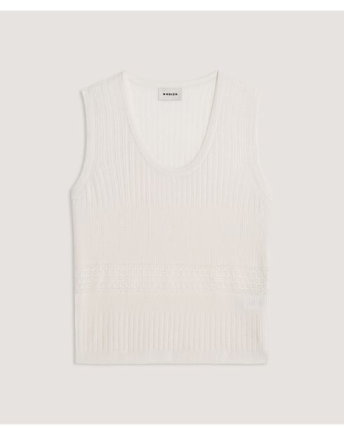 Yuki weißer ecrufarbener Kurzarmpullover