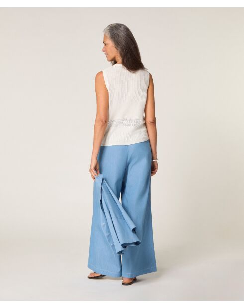 Yuki weißer ecrufarbener Kurzarmpullover