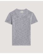 Hasna heather grijze geribbelde trui met korte mouwen