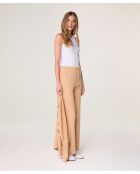 Zanele bruine, rechte broek van zeemkatoen met trekkoord