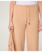 Zanele bruine, rechte broek van zeemkatoen met trekkoord