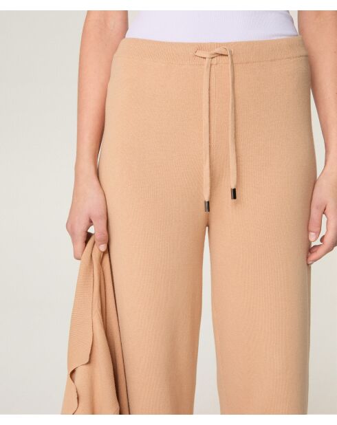 Zanele bruine, rechte broek van zeemkatoen met trekkoord