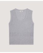 Hellgrauer Kurzarmpullover Yuki