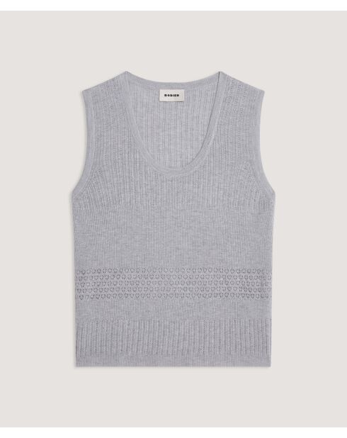 Hellgrauer Kurzarmpullover Yuki