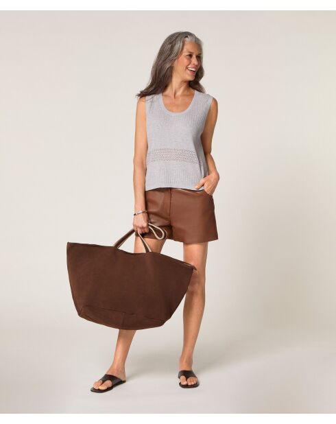 Hellgrauer Kurzarmpullover Yuki