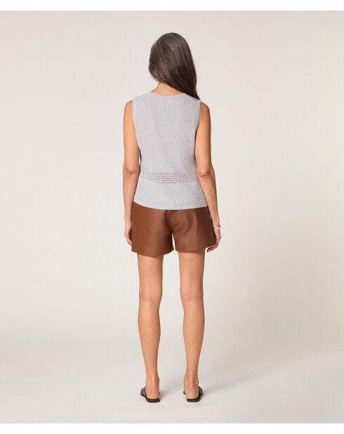 Hellgrauer Kurzarmpullover Yuki