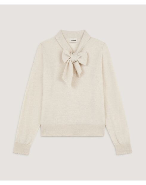 Pull col lavallière en laine Hanae blanc écru