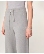 Lela katoenen rechte broek met trekkoord, lichtgrijs