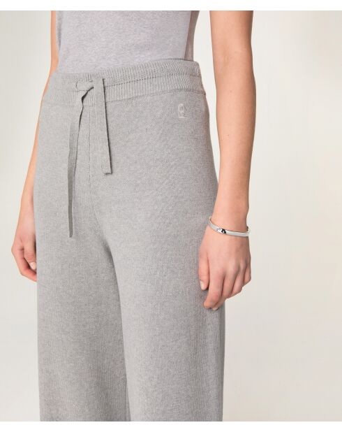 Lela katoenen rechte broek met trekkoord, lichtgrijs