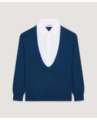 Marineblauer Aiko-Woll-Langarmpullover