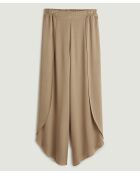 Beigefarbene Latifa-Pareohose aus Satin