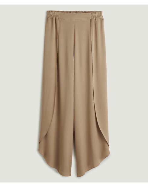 Beigefarbene Latifa-Pareohose aus Satin