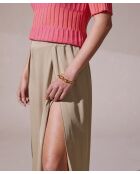 Beigefarbene Latifa-Pareohose aus Satin