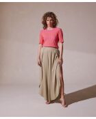 Beigefarbene Latifa-Pareohose aus Satin