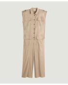 Combinaison pantalon en lin Chipo beige foncé