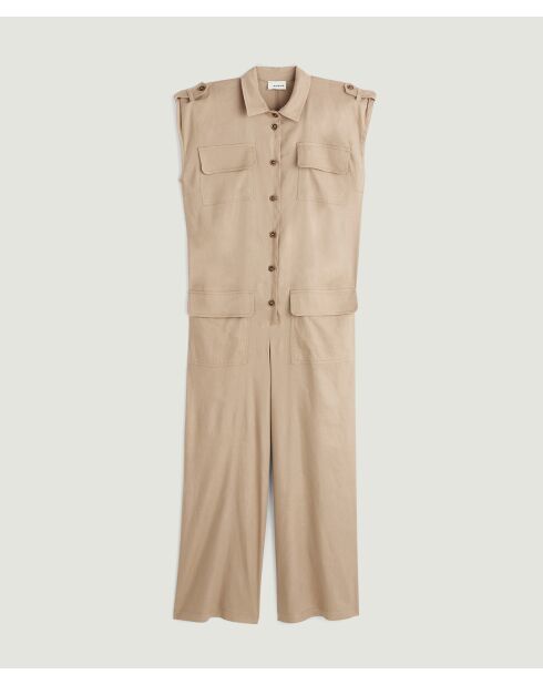 Combinaison pantalon en lin Chipo beige foncé