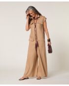 Combinaison pantalon en lin Chipo beige foncé