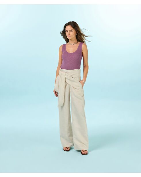 Beigefarbene Leinenhose Tari
