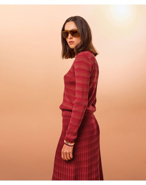 Maglione elegante con scollo a V rosso vermiglio Imani