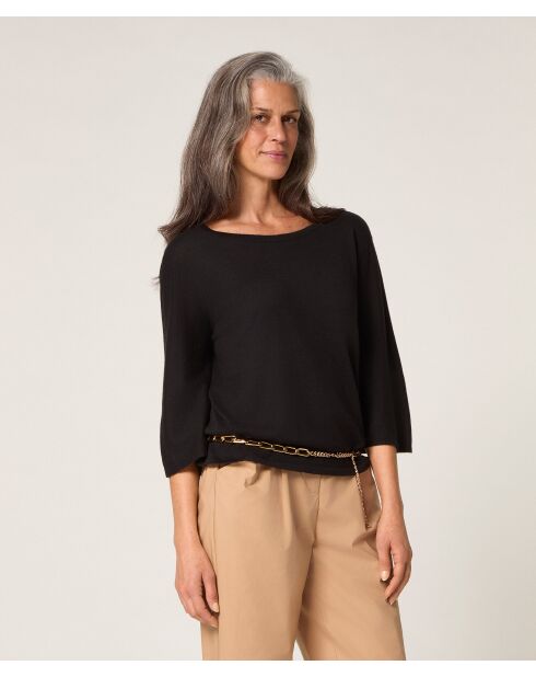 Astou schwarzer Kurzarmpullover