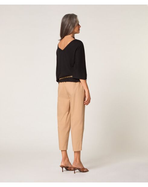 Astou schwarzer Kurzarmpullover