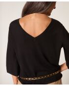 Astou schwarzer Kurzarmpullover