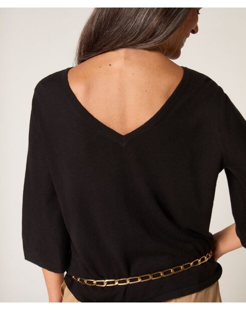 Astou schwarzer Kurzarmpullover