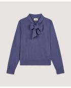 Pull col lavallière en laine Hanae violet parme
