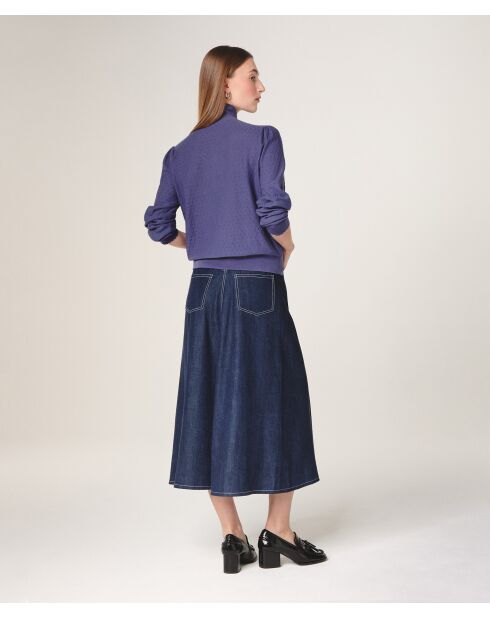 Pull col lavallière en laine Hanae violet parme