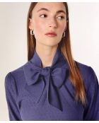 Pull col lavallière en laine Hanae violet parme
